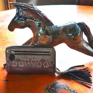 Vintage Brighton Toscana Singra Large Wallet Clutch W Charm Tassel